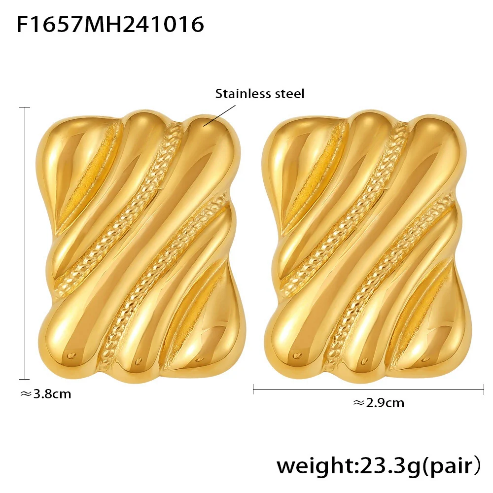 Wholesale Stainless Steel Goldplated Square Geometric Earrings For Women - Image 6