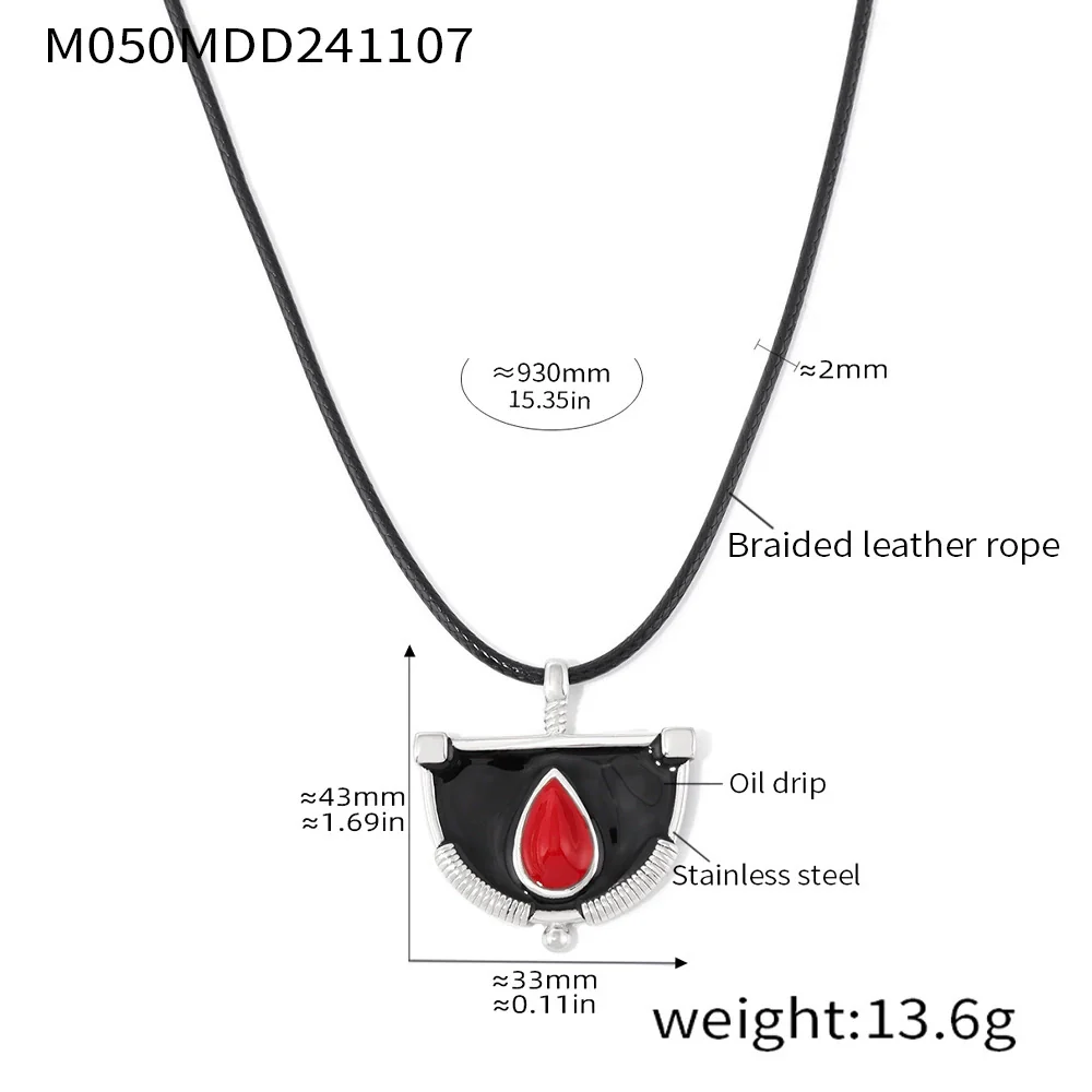 Wholesale Stainless Steel Handwoven Rope Geometric Weight Glaze Pendant Long Necklace For Women - Image 7