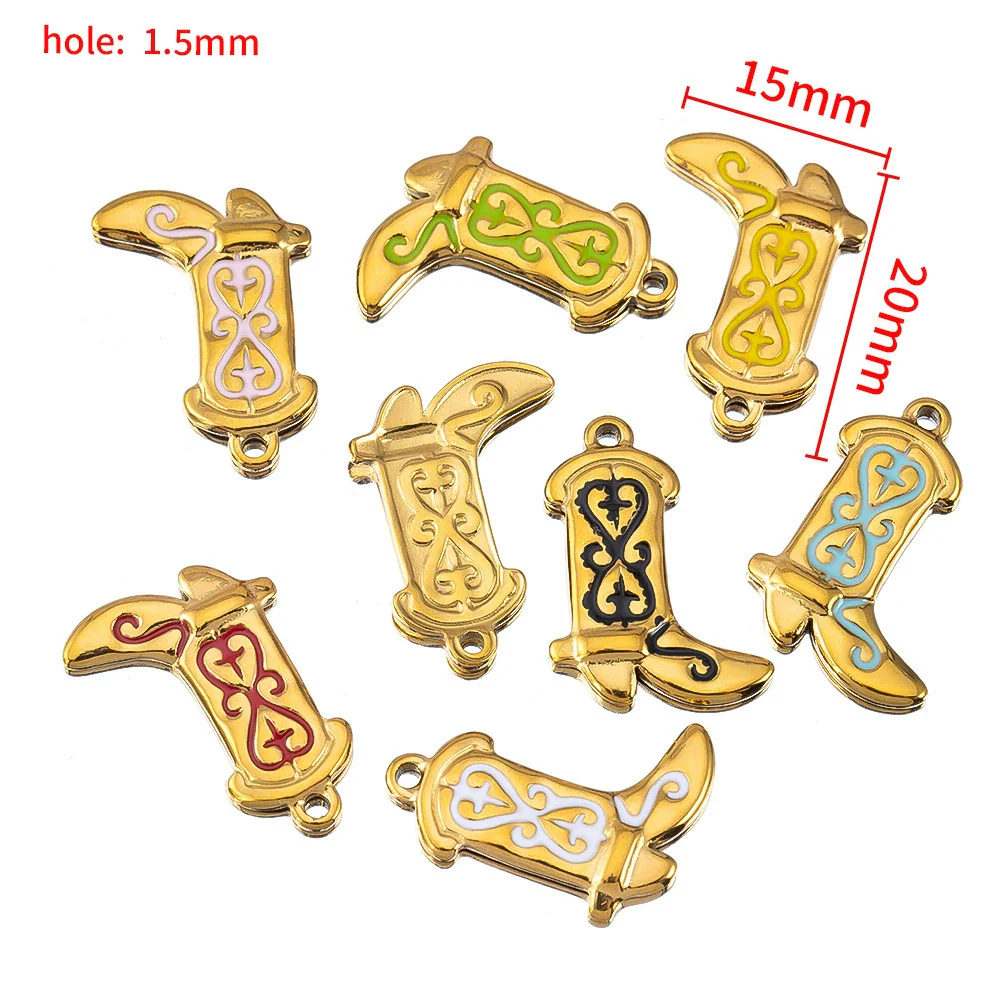 Wholesale Stainless Steel Heart And Boot Charms For Diy Bracelet And Necklace Dripping Oil Style - Image 15