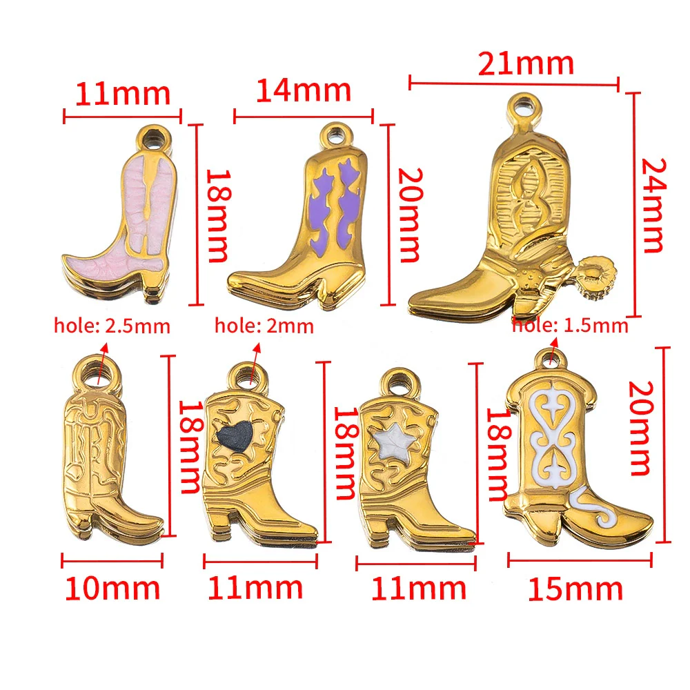 Wholesale Stainless Steel Heart And Boot Charms For Diy Bracelet And Necklace Dripping Oil Style - Image 2