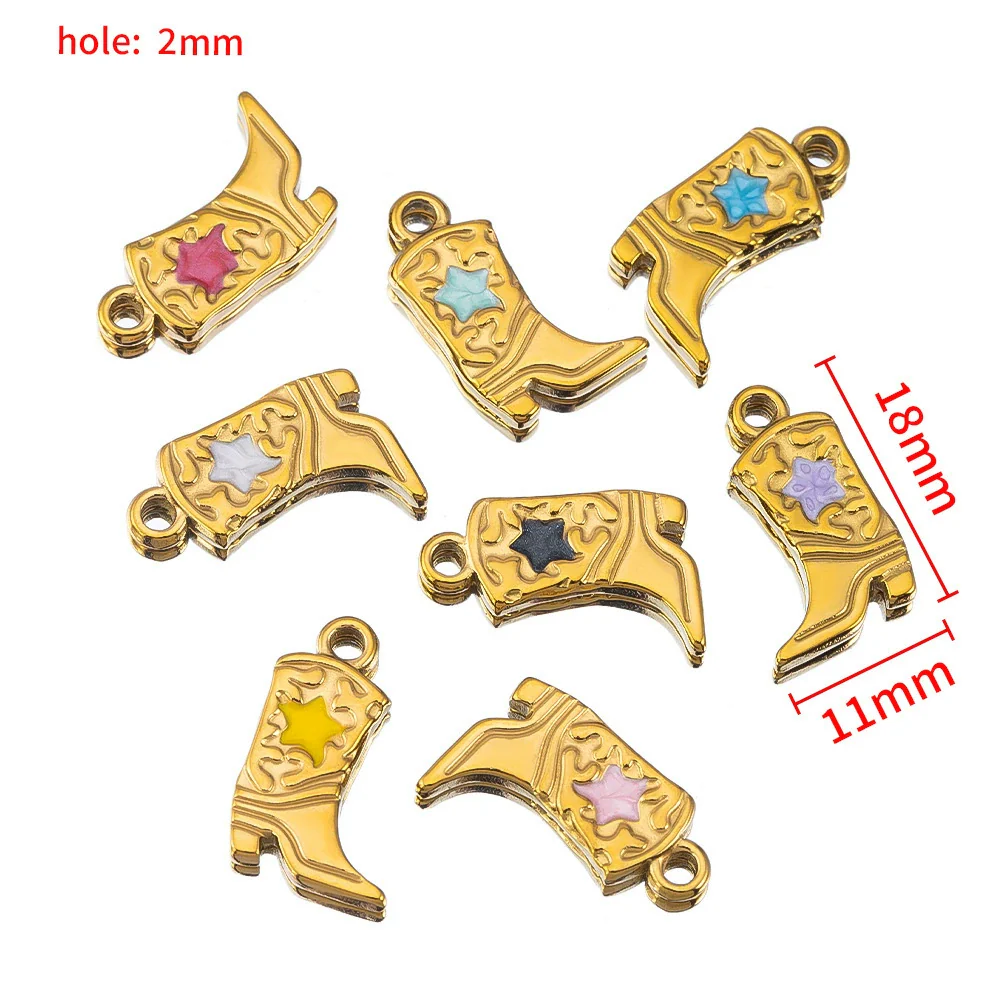 Wholesale Stainless Steel Heart And Boot Charms For Diy Bracelet And Necklace Dripping Oil Style - Image 32