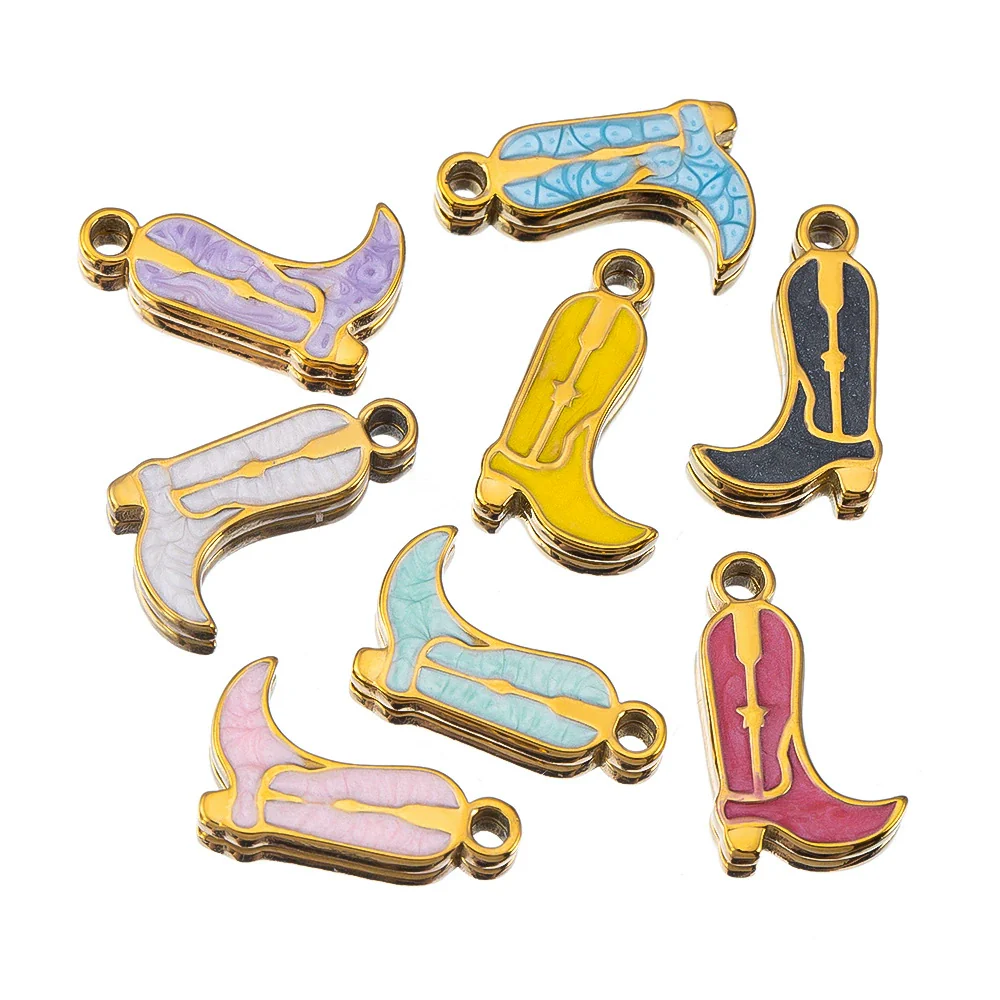 Wholesale Stainless Steel Heart And Boot Charms For Diy Bracelet And Necklace Dripping Oil Style - Image 4