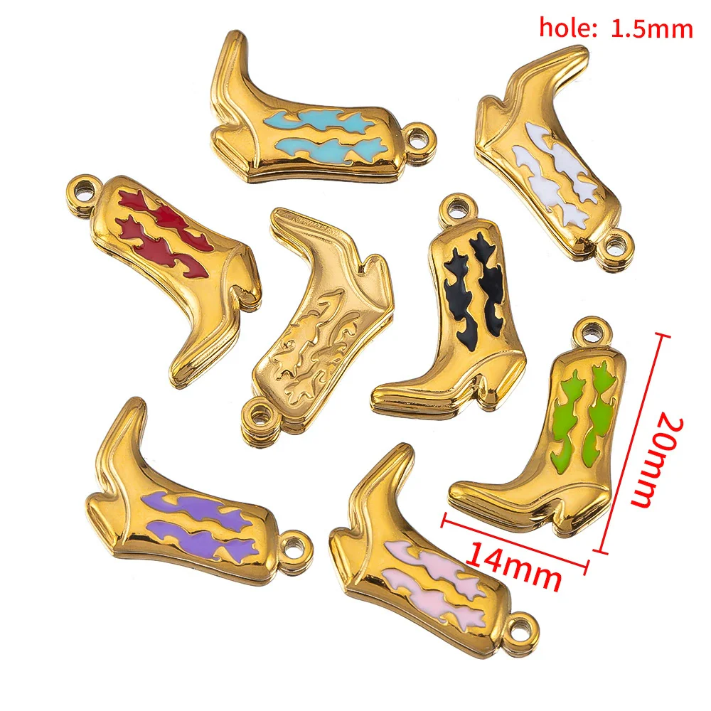 Wholesale Stainless Steel Heart And Boot Charms For Diy Bracelet And Necklace Dripping Oil Style - Image 7