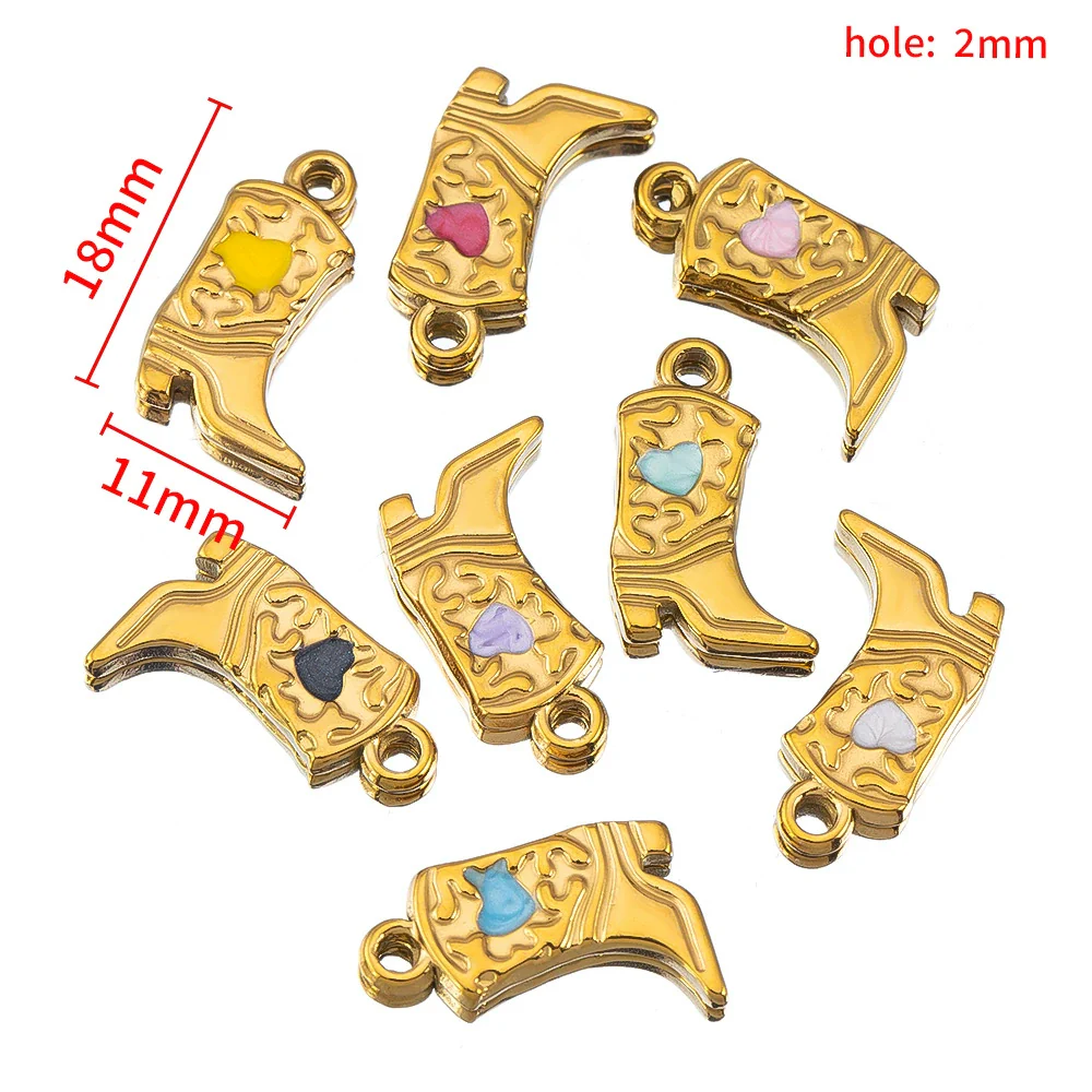 Wholesale Stainless Steel Heart And Boot Charms For Diy Bracelet And Necklace Dripping Oil Style - Image 9