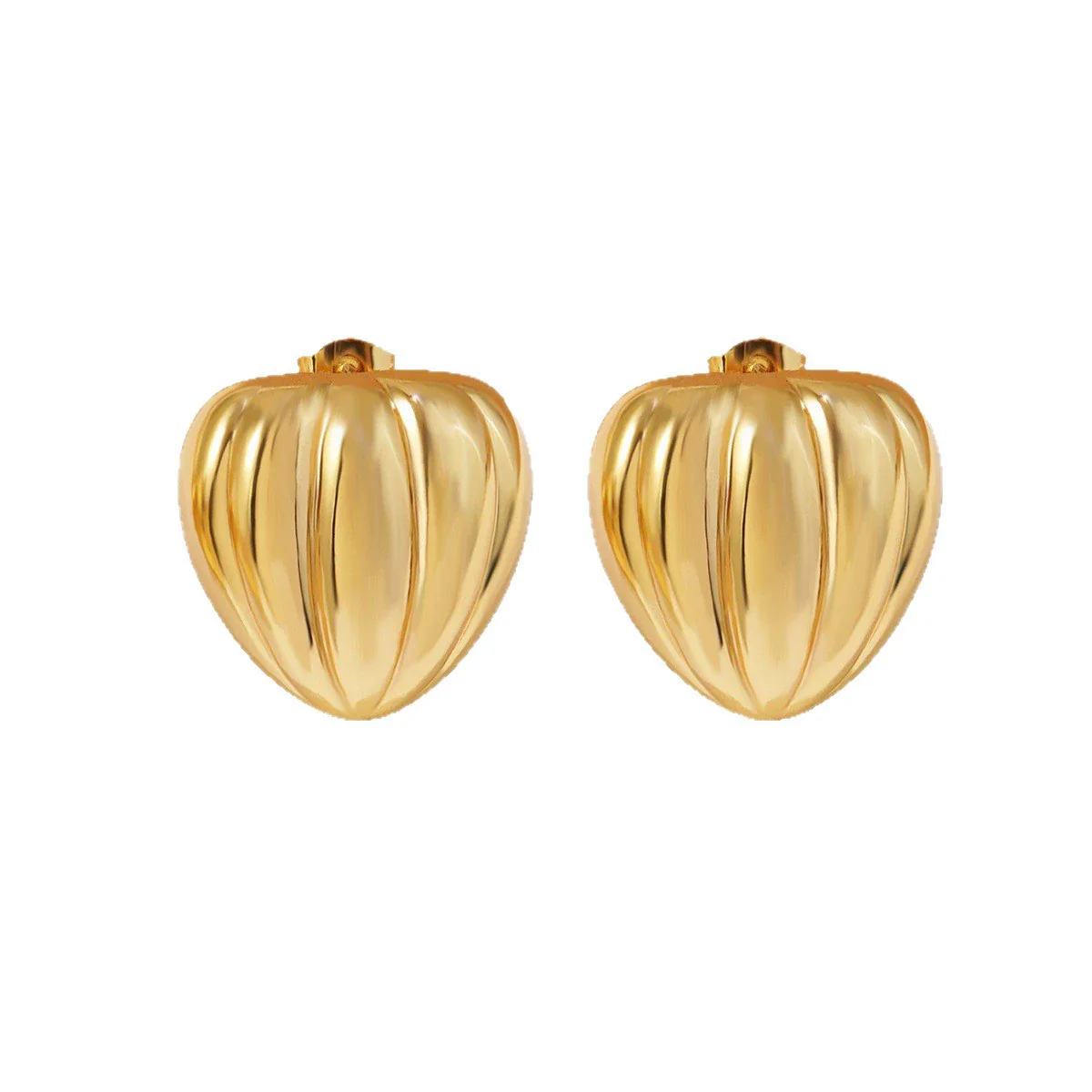 Wholesale Stainless Steel Heart Shape Geometric Stamped Earrings For Women - Image 5