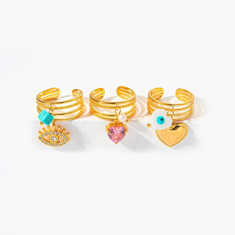 Wholesale Stainless Steel Heart Shaped Personality Devil's Eye Opening Ring Jewelry With Electroplating - Image 5