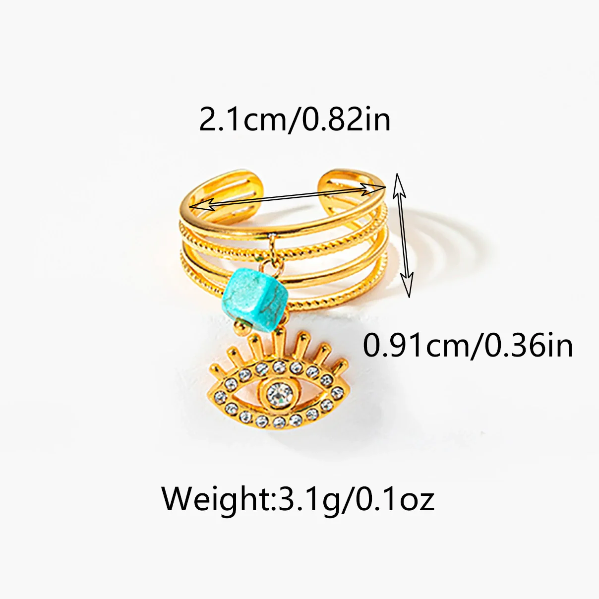 Wholesale Stainless Steel Heart Shaped Personality Devil's Eye Opening Ring Jewelry With Electroplating - Image 7