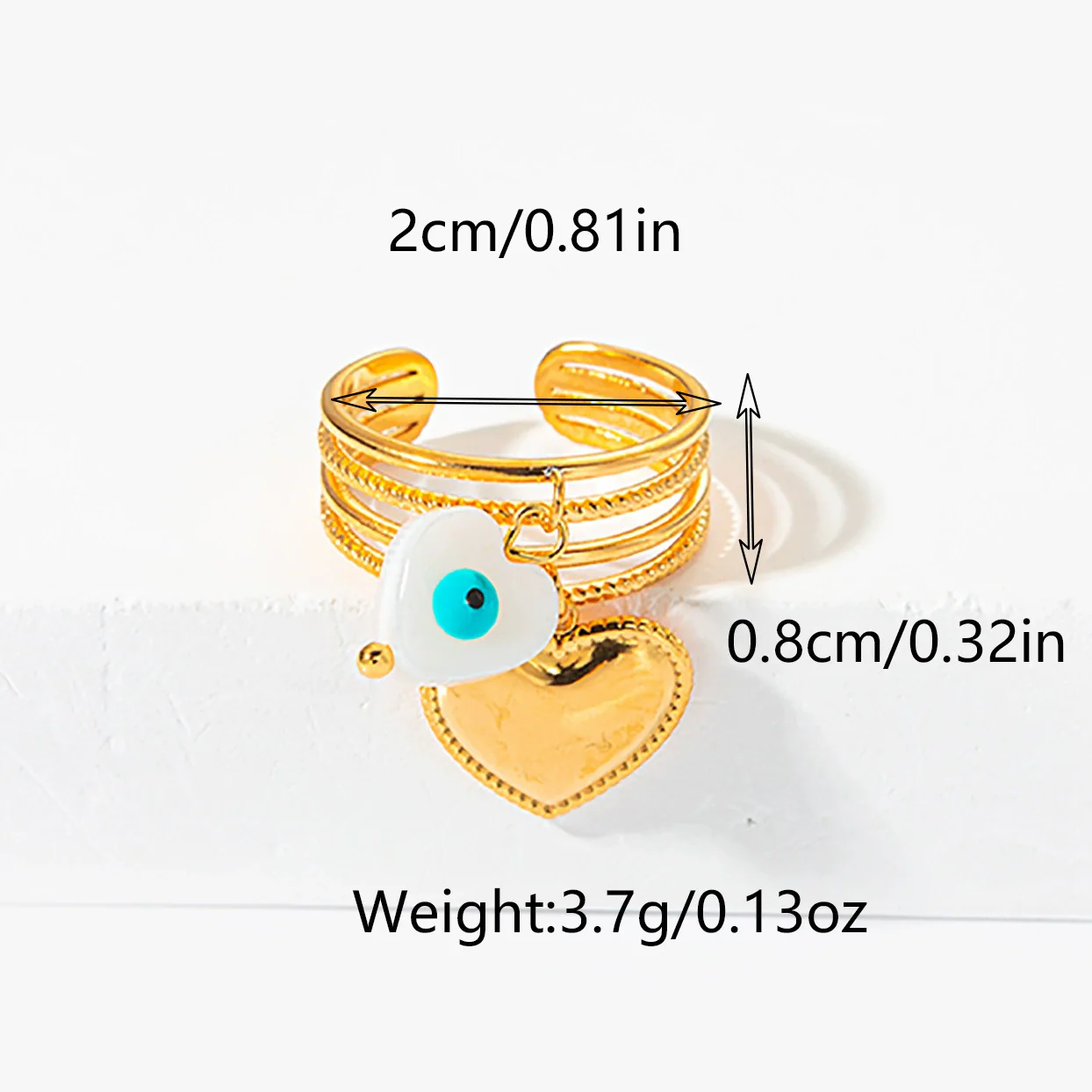 Wholesale Stainless Steel Heart Shaped Personality Devil's Eye Opening Ring Jewelry With Electroplating - Image 8
