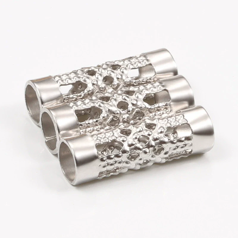 Wholesale Stainless Steel Hollow Flower Column Straightthrough Pattern Brightened Fashion Jewelry Accessories Bracelet - Image 5