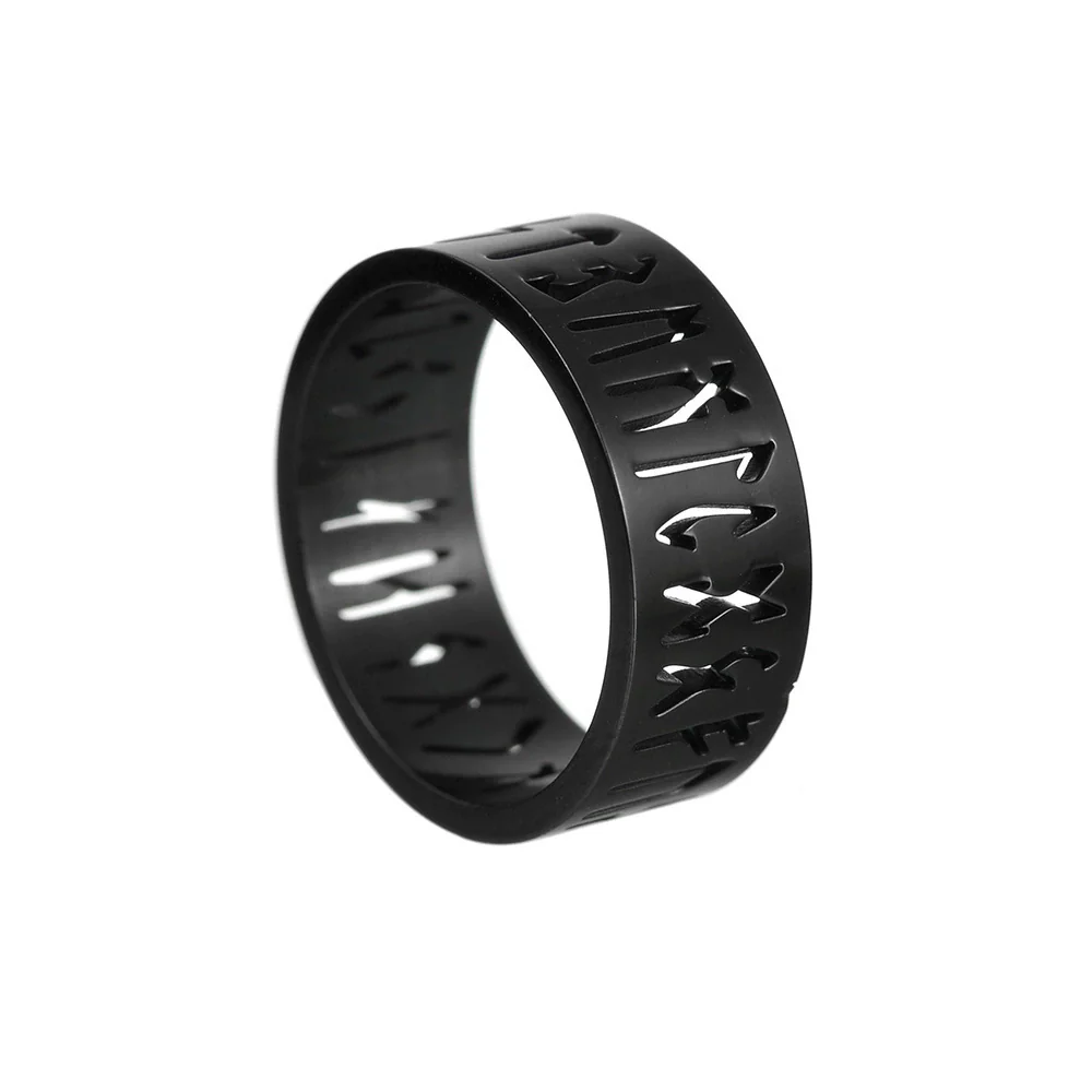 Wholesale Stainless Steel Hollow Ring With Viking Letter Pattern Electroplated For Men - Image 4