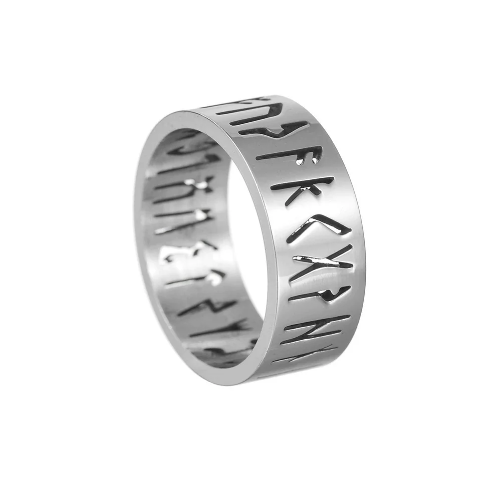 Wholesale Stainless Steel Hollow Ring With Viking Letter Pattern Electroplated For Men - Image 6