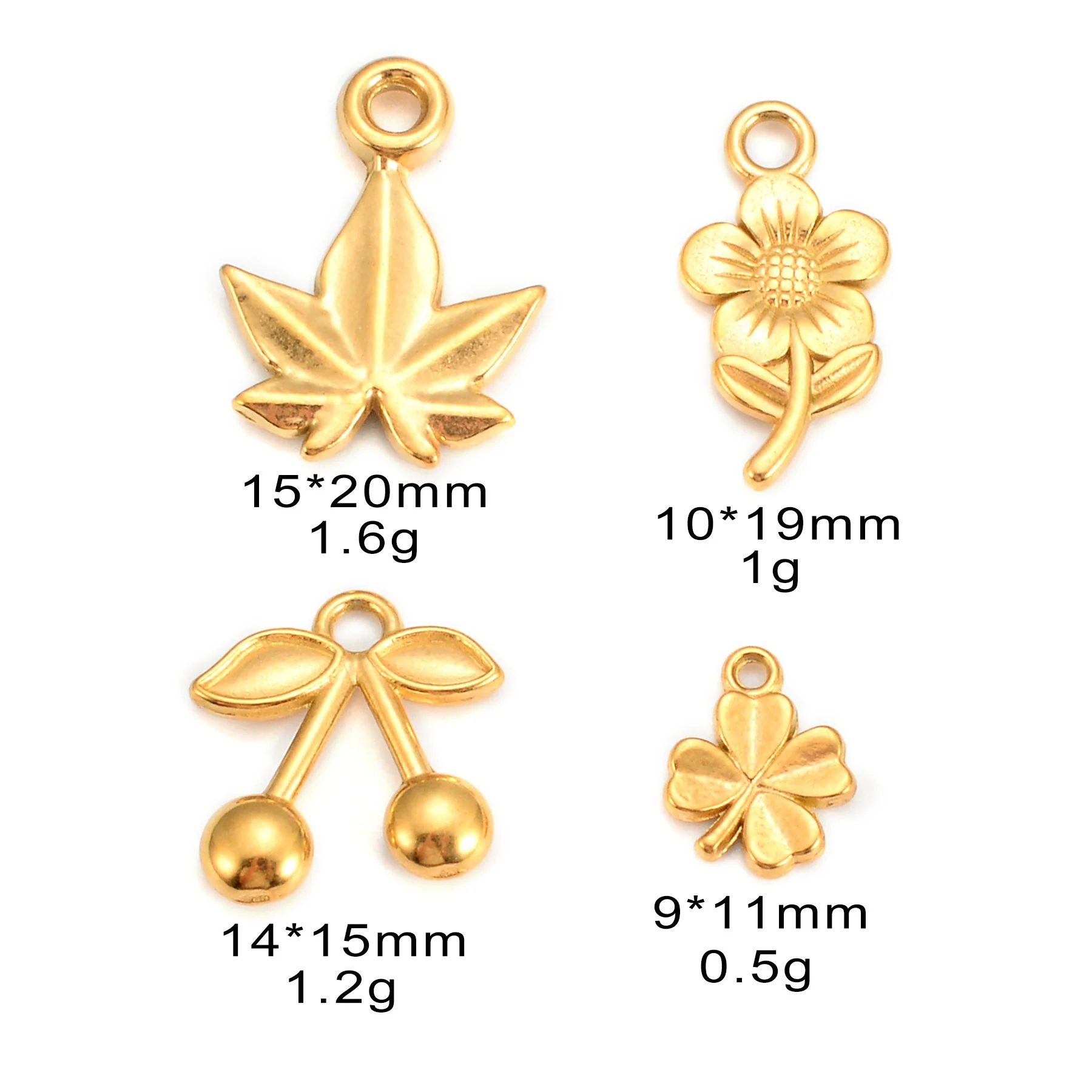 Wholesale Stainless Steel Jewelry Pendant With Sunflower Cherry Maple Leaf Lucky Grass Shapes And Electroplating Treatment - Image 5