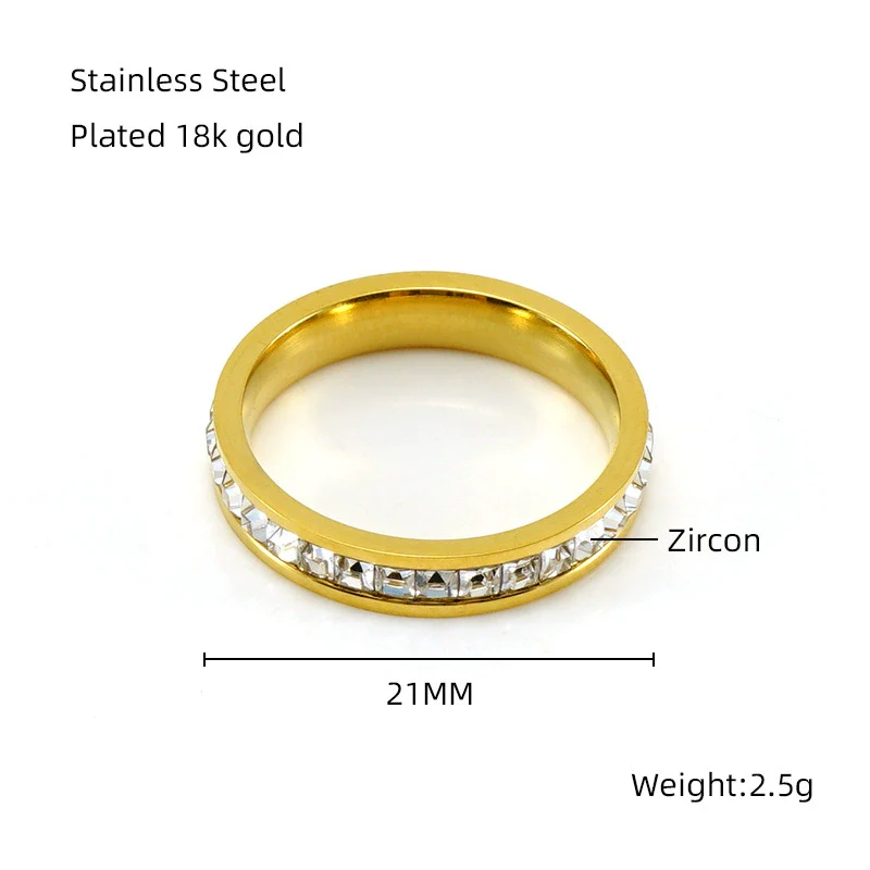 Wholesale 316L Stainless Steel Ladies Geometric Star Inlaid Zircon Electroplated Ring Jewelry - Image 6