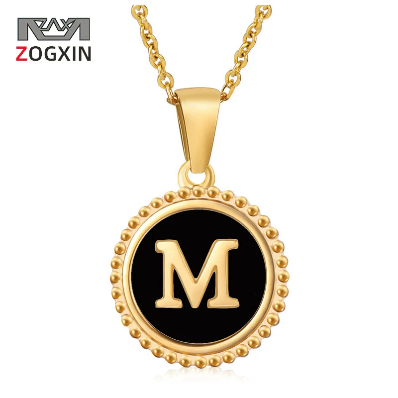 Wholesale 316L Stainless Steel Letter Pendant Necklace With Dripping Oil Design And Vacuum Electroplating In Furnace For Unisex