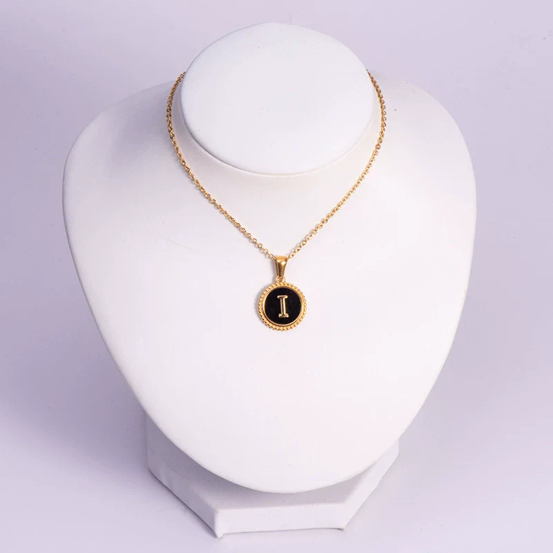 Wholesale 316L Stainless Steel Letter Pendant Necklace With Dripping Oil Design And Vacuum Electroplating In Furnace For Unisex - Image 2