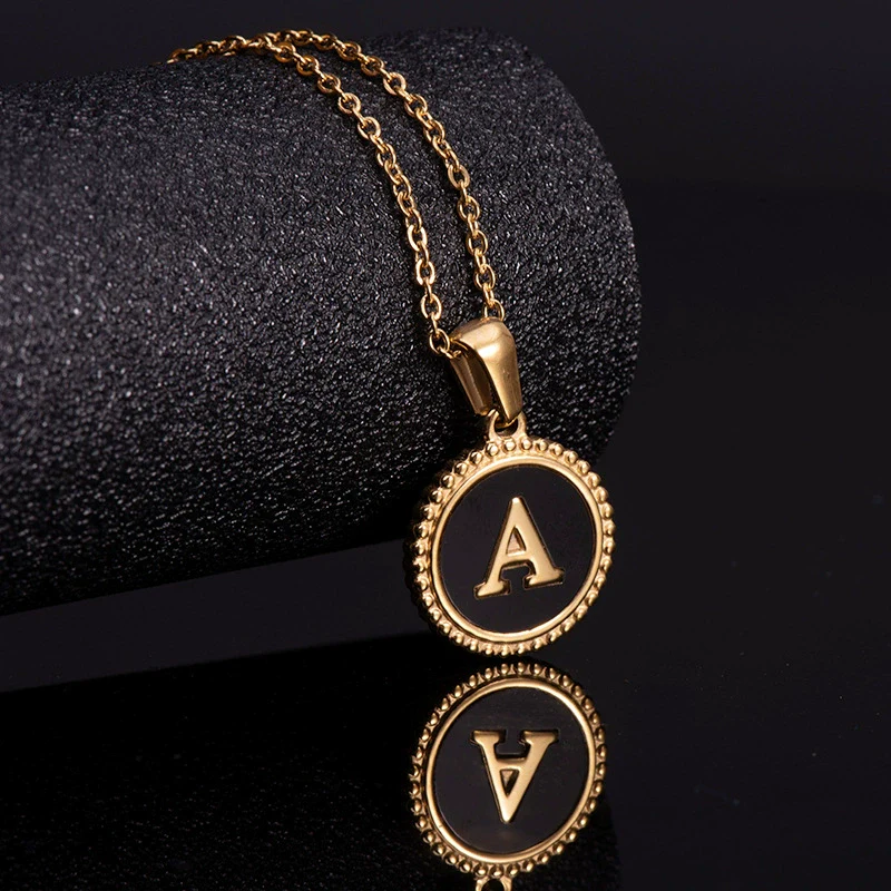 Wholesale 316L Stainless Steel Letter Pendant Necklace With Dripping Oil Design And Vacuum Electroplating In Furnace For Unisex - Image 3