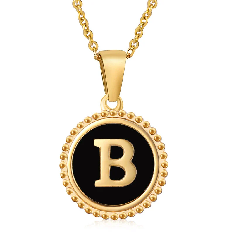 Wholesale 316L Stainless Steel Letter Pendant Necklace With Dripping Oil Design And Vacuum Electroplating In Furnace For Unisex - Image 5