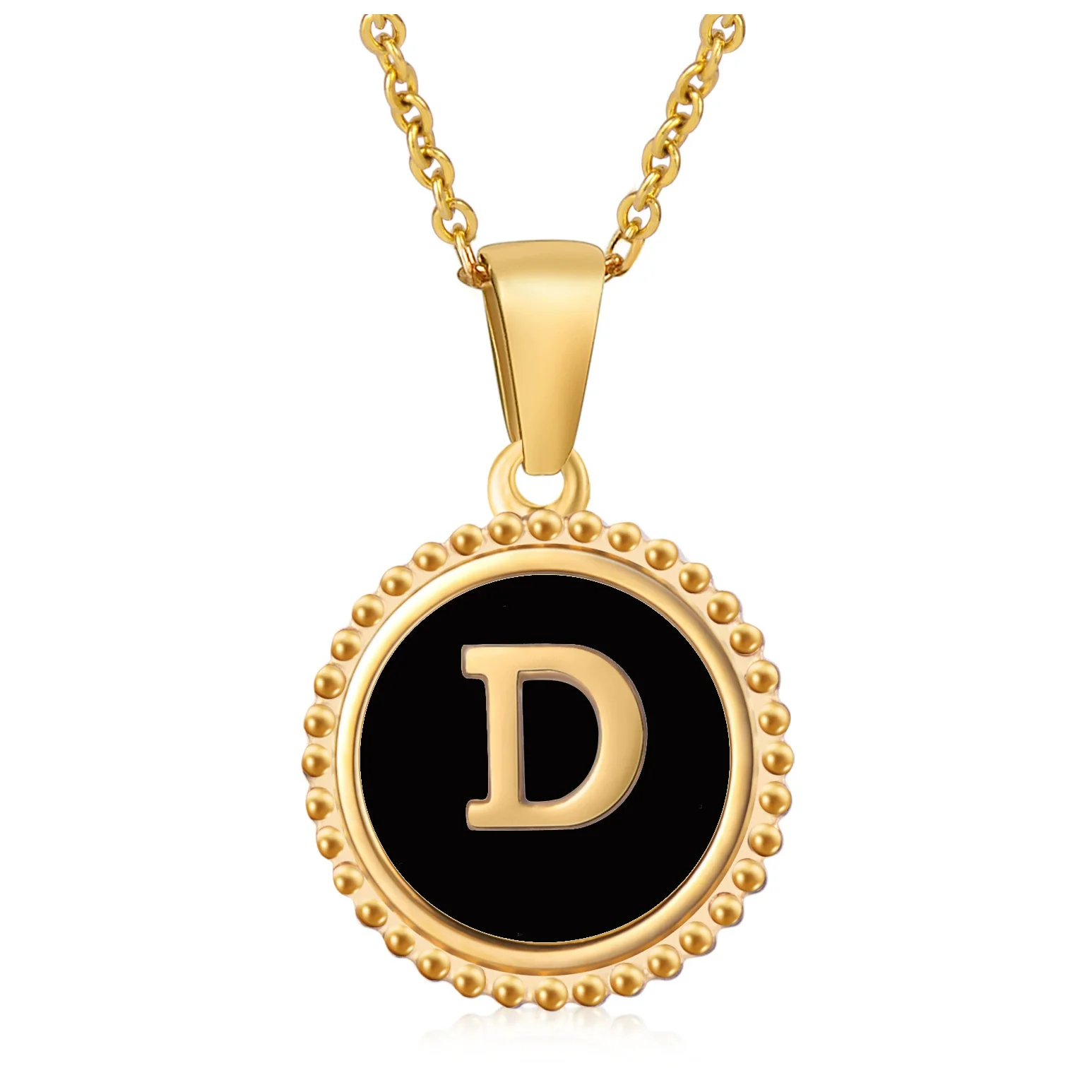 Wholesale 316L Stainless Steel Letter Pendant Necklace With Dripping Oil Design And Vacuum Electroplating In Furnace For Unisex - Image 9