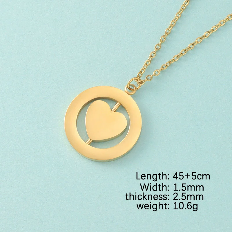 Wholesale Stainless Steel Love Rotatable Double Round Necklace Jewelry Clavicle Chain With Geometric Style - Image 7