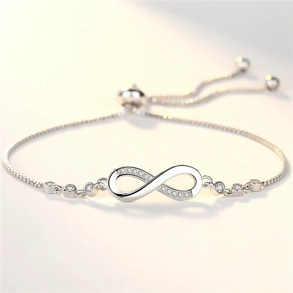 Wholesale Stainless Steel Microset Zircon Infinite 8Shaped Heart Bracelet With Letter Number And Word Patterns For Women Real Gold Plated - Image 4