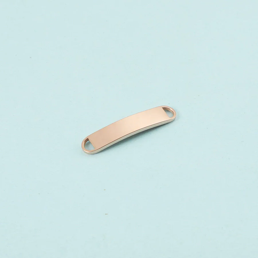 Wholesale Stainless Steel Minimalist Geometric Engraved Polished Curved Double Hole Tablet Bracelet Pendant Jewelry Accessories - Image 7