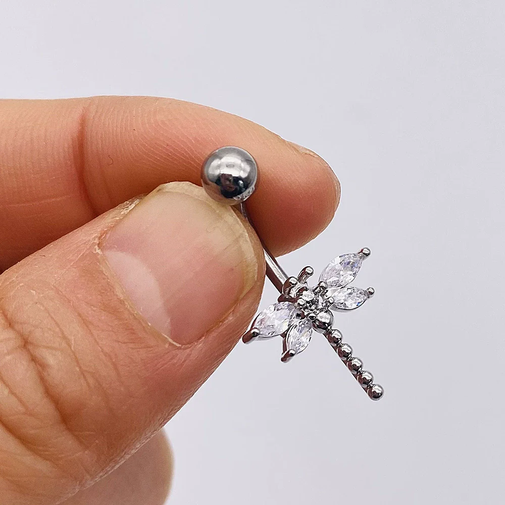 Wholesale Stainless Steel Navel Ring With Heart Butterfly Skull Leaves Star Crown Flowers Zircon Electroplated Women's Piercing Jewelry - Image 4