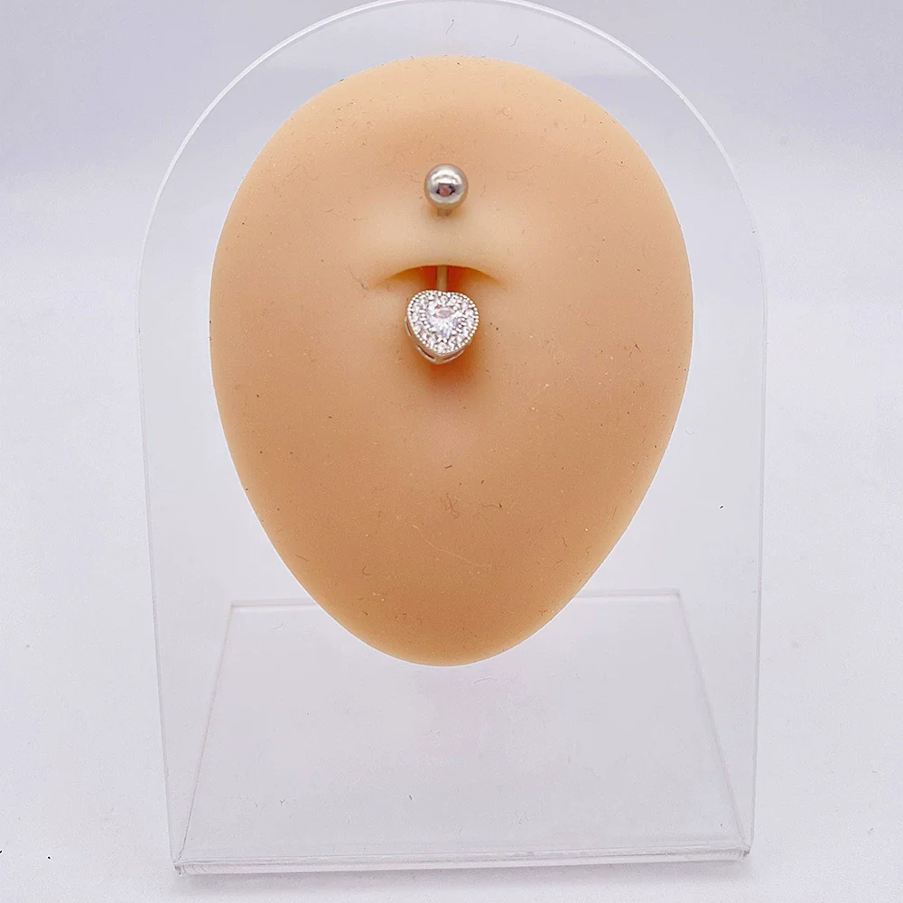 Wholesale Stainless Steel Navel Ring With Heart Butterfly Skull Leaves Star Crown Flowers Zircon Electroplated Women's Piercing Jewelry - Image 8