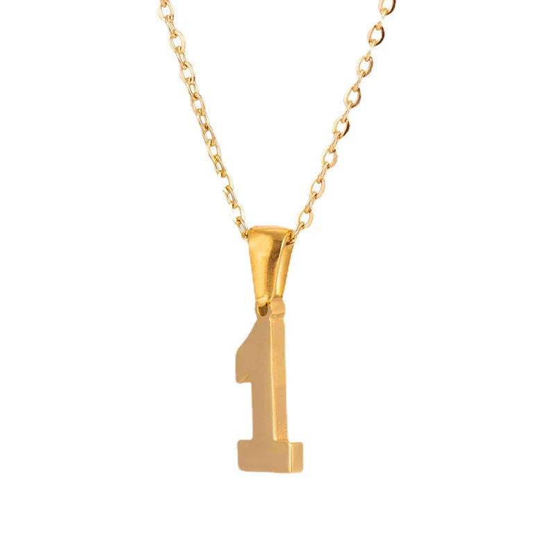 Wholesale 316L Stainless Steel Necklace With Letters Numbers Text Pattern And Cross Chain For Couple - Image 4