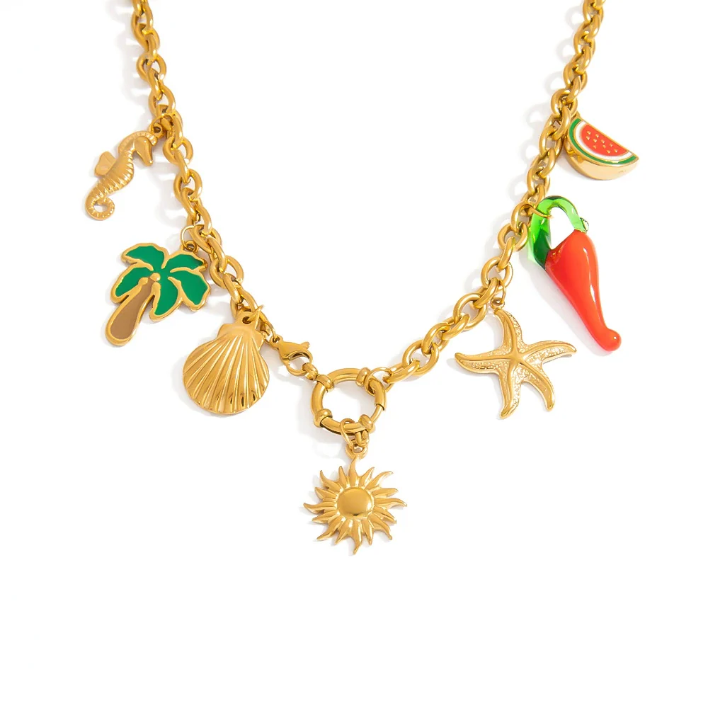 Wholesale Stainless Steel Necklace With Small Pepper And Star Pendant Electroplated For Women - Image 5