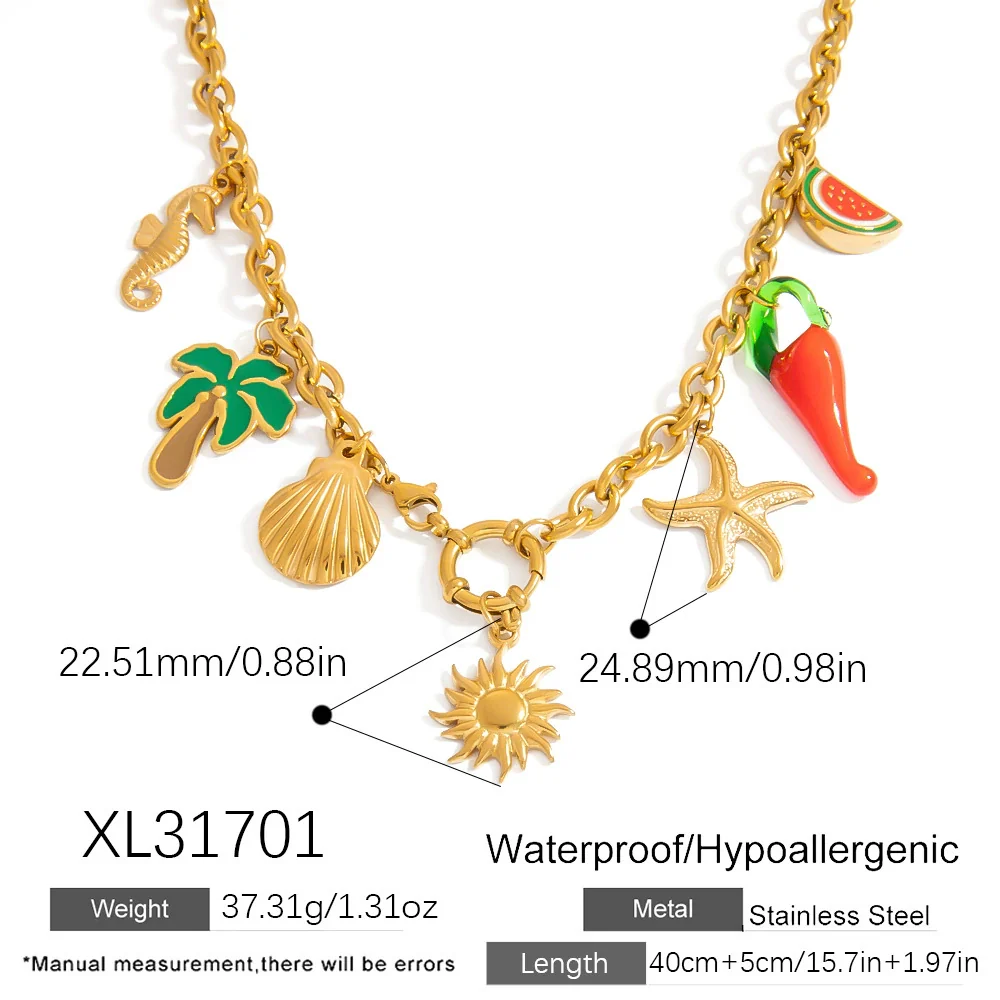 Wholesale Stainless Steel Necklace With Small Pepper And Star Pendant Electroplated For Women - Image 6