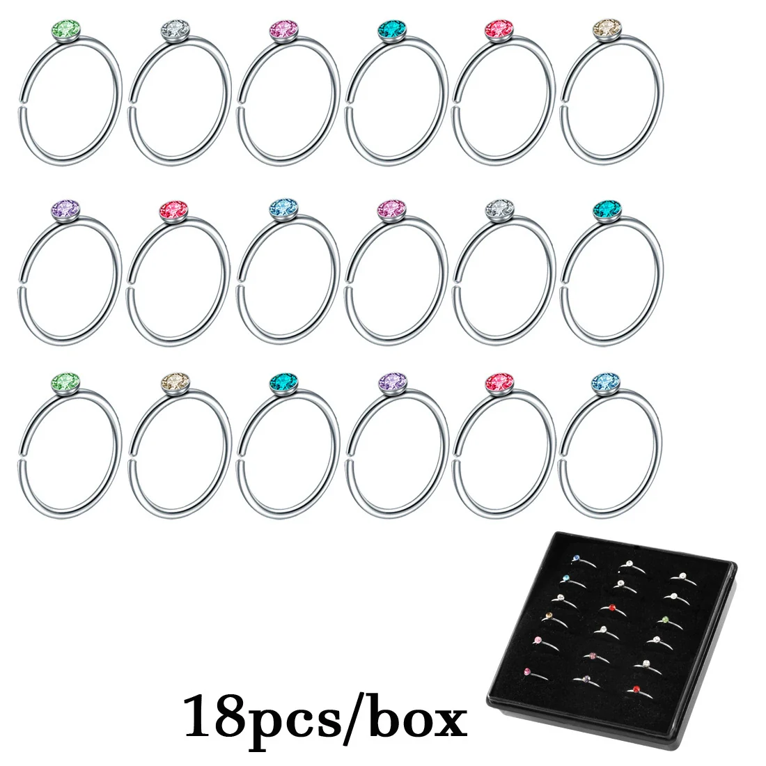 Wholesale Stainless Steel Nose Rings Unisex Geometric Electroplated - Image 4