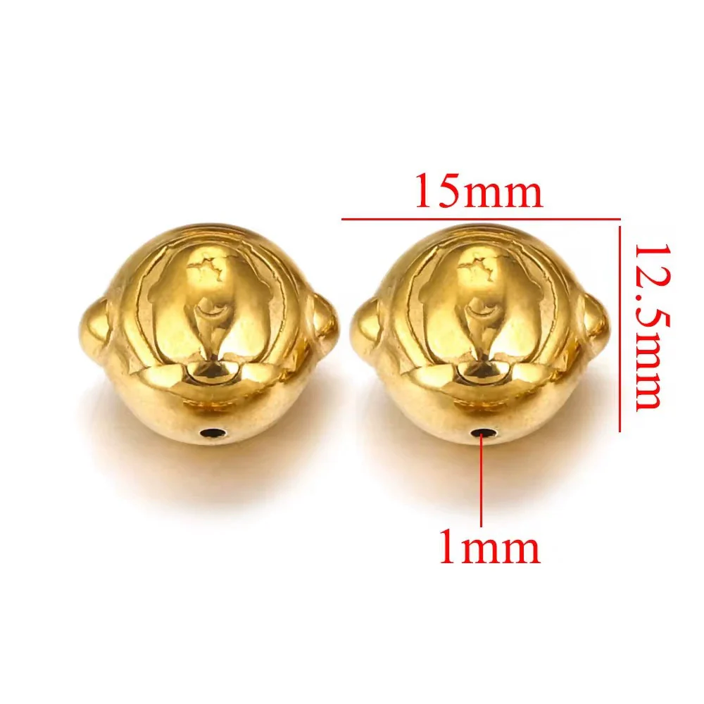 Wholesale Stainless Steel Perforated Round Baroque Style Totem Pattern 18K Gold Plated Spacer Beads For Diy Pendant Necklace And Bracelet Jewelry - Image 15