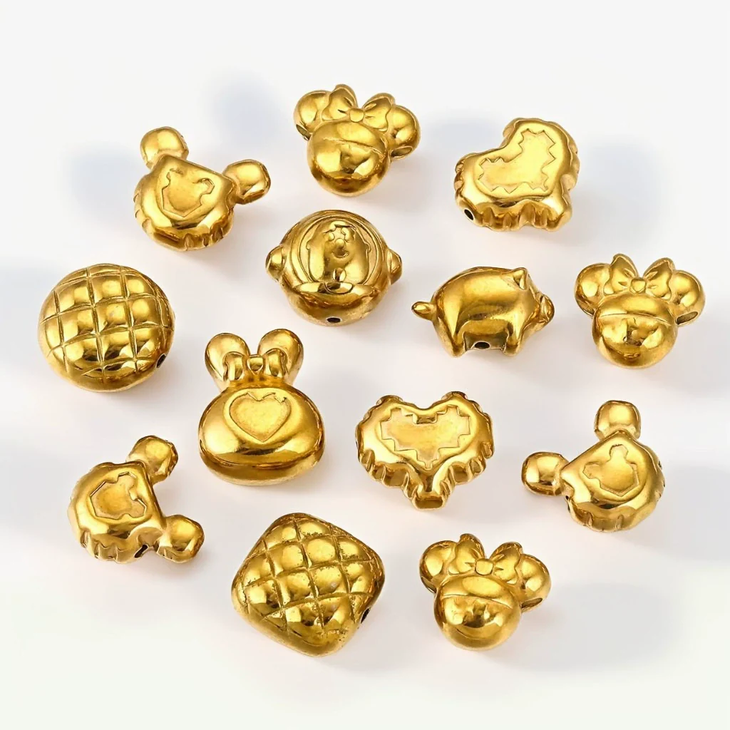Wholesale Stainless Steel Perforated Round Baroque Style Totem Pattern 18K Gold Plated Spacer Beads For Diy Pendant Necklace And Bracelet Jewelry - Image 3