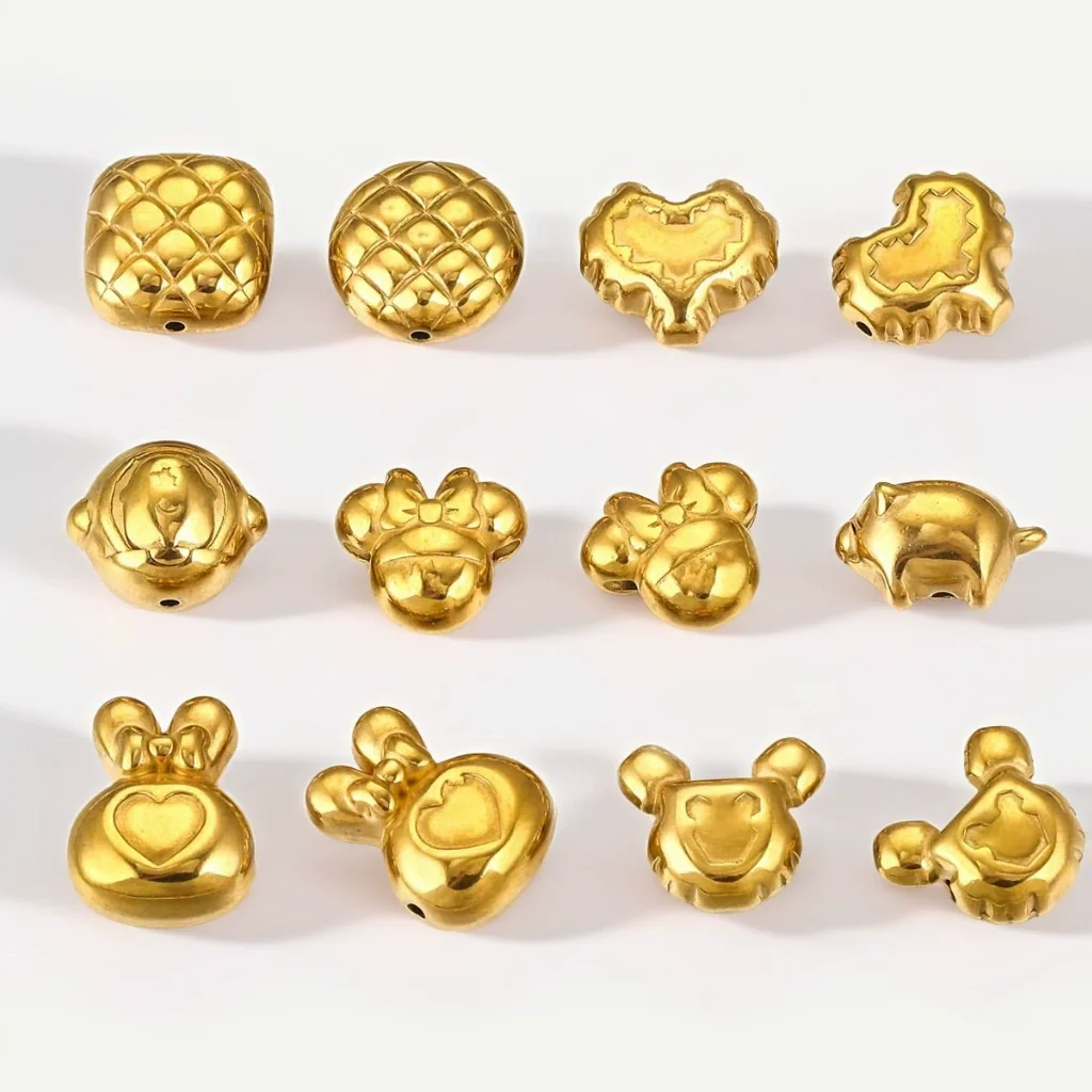 Wholesale Stainless Steel Perforated Round Baroque Style Totem Pattern 18K Gold Plated Spacer Beads For Diy Pendant Necklace And Bracelet Jewelry - Image 4