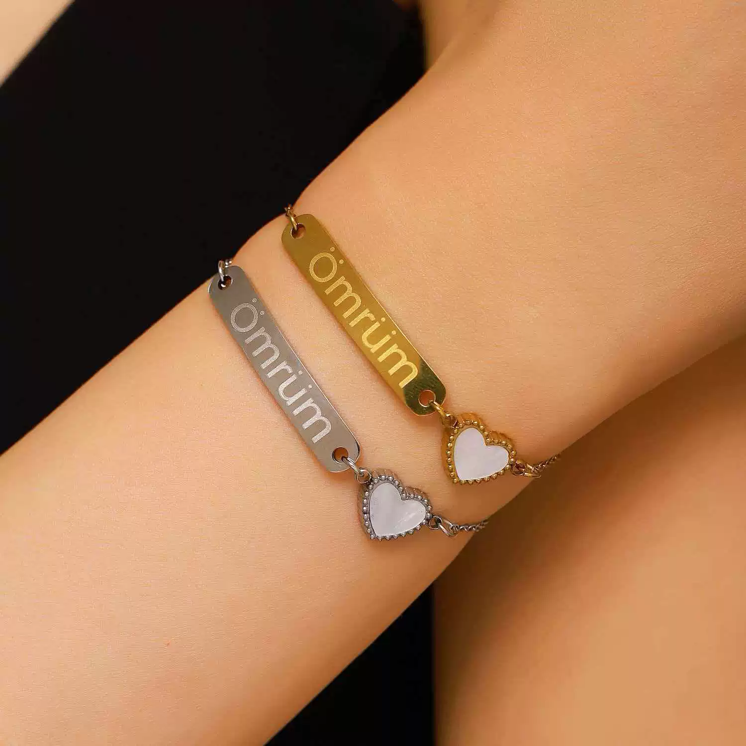 Wholesale Stainless Steel Real Gold Plated Heart Shape Letter Bracelet For Women And Unisex