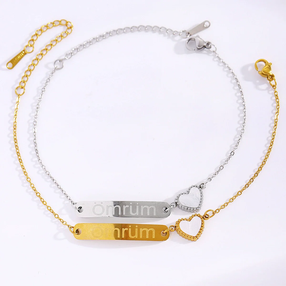 Wholesale Stainless Steel Real Gold Plated Heart Shape Letter Bracelet For Women And Unisex - Image 3
