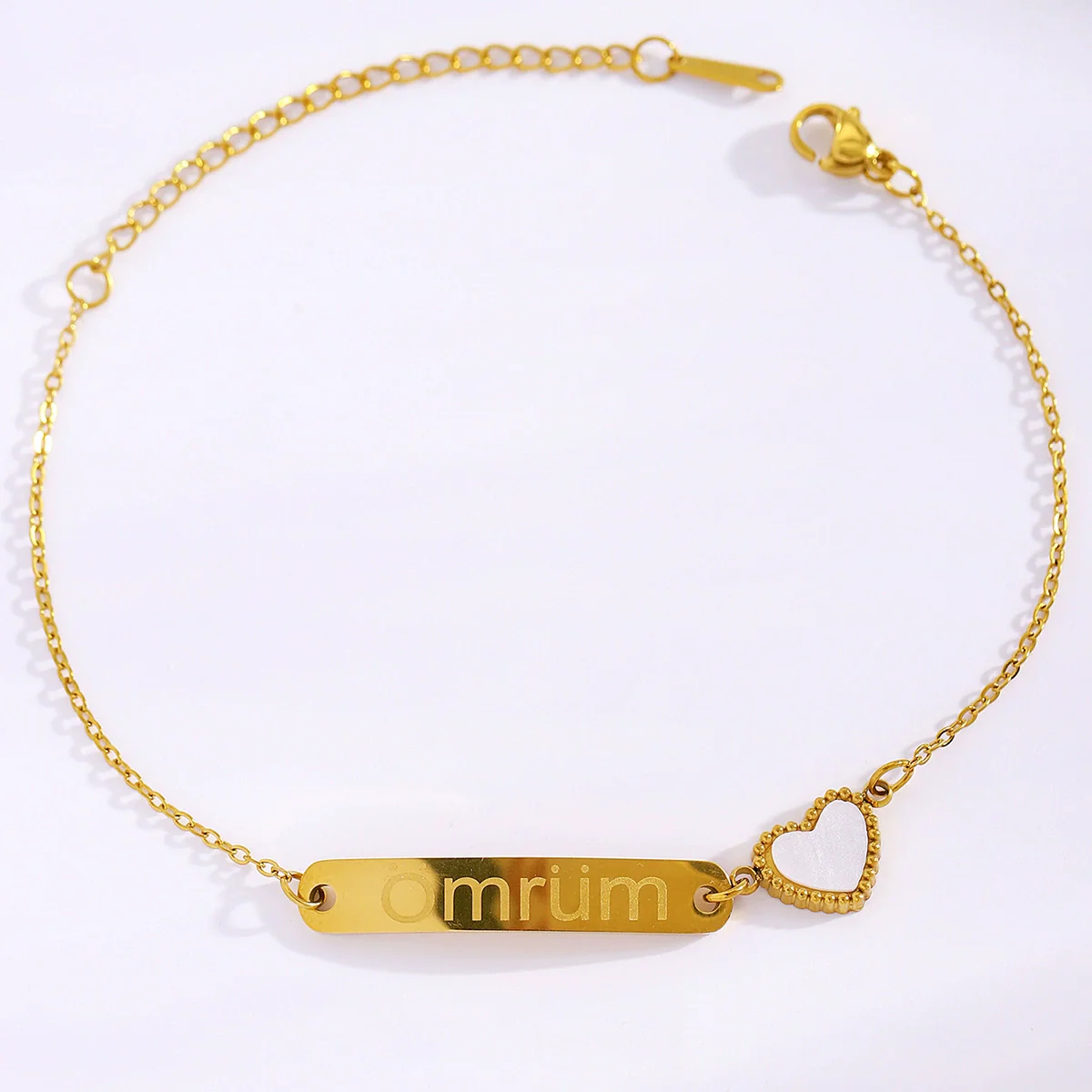 Wholesale Stainless Steel Real Gold Plated Heart Shape Letter Bracelet For Women And Unisex - Image 4