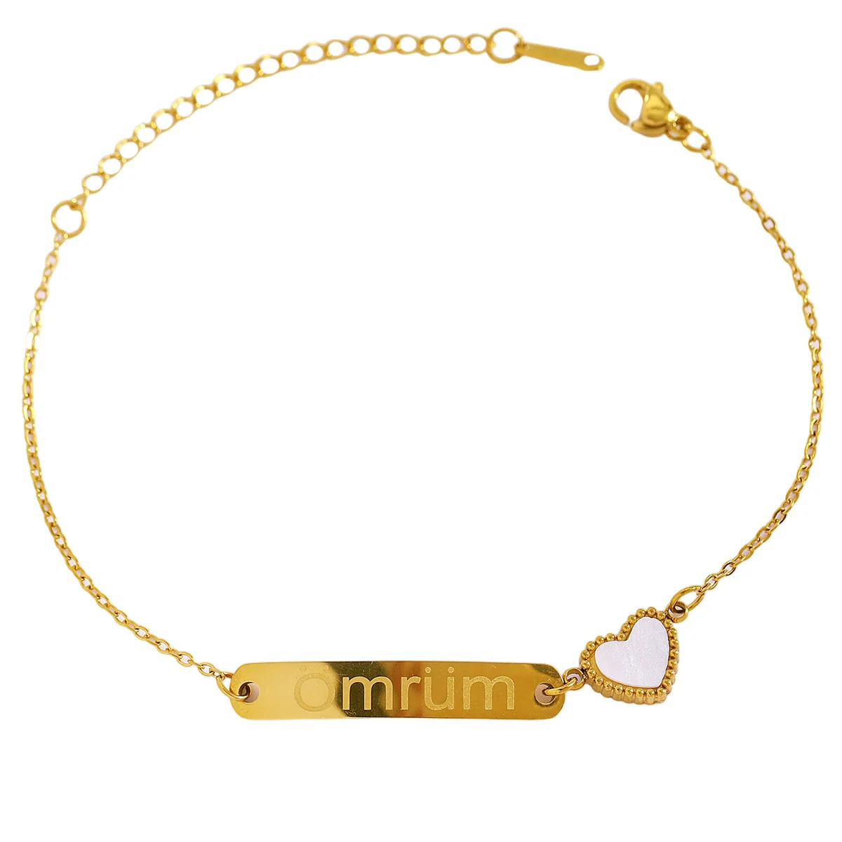 Wholesale Stainless Steel Real Gold Plated Heart Shape Letter Bracelet For Women And Unisex - Image 5