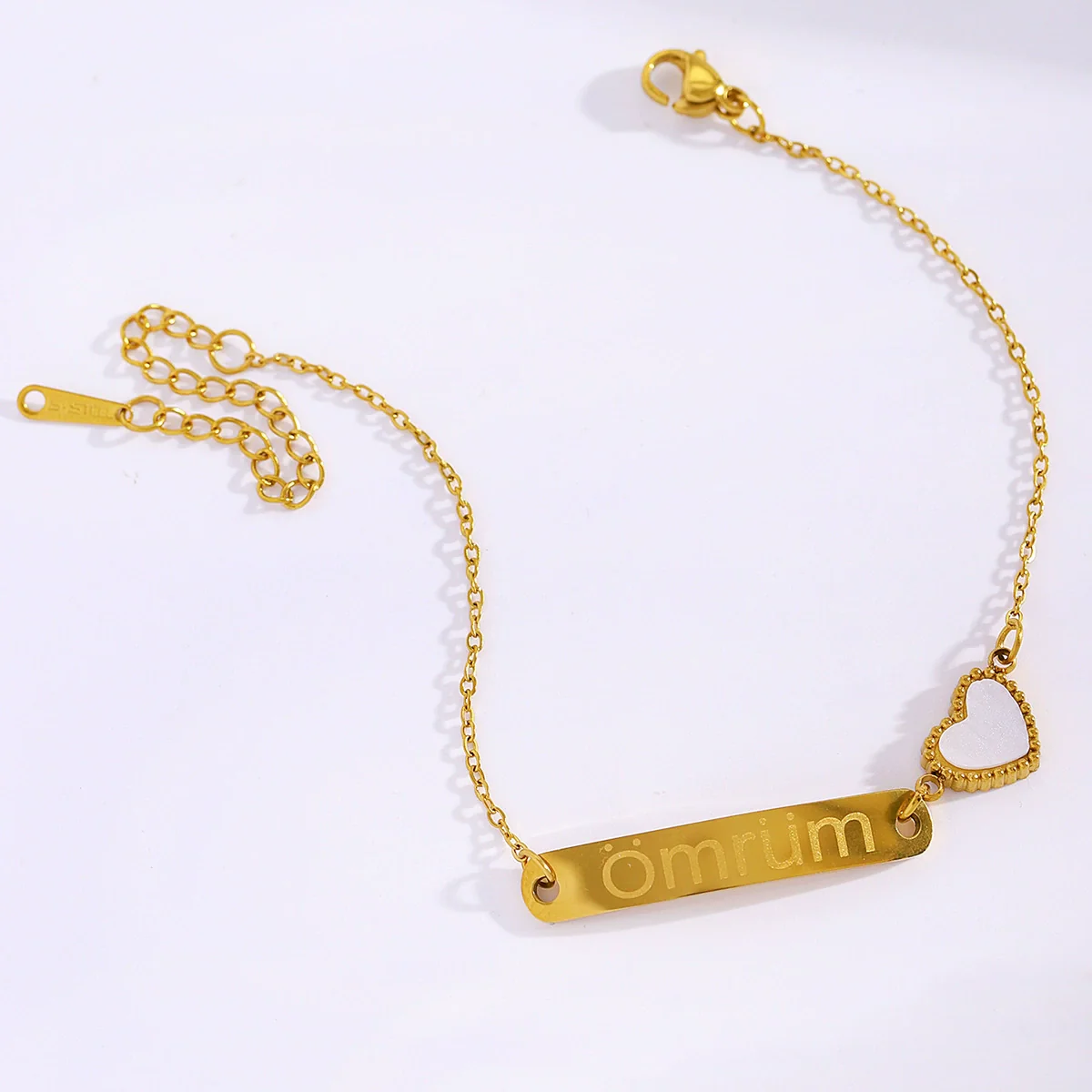 Wholesale Stainless Steel Real Gold Plated Heart Shape Letter Bracelet For Women And Unisex - Image 7