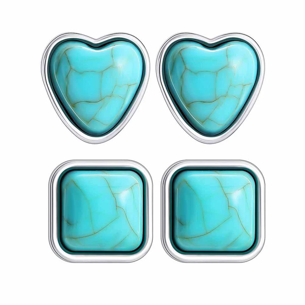 Wholesale Stainless Steel Retro Geometric Heart Earrings Electroplated - Image 2