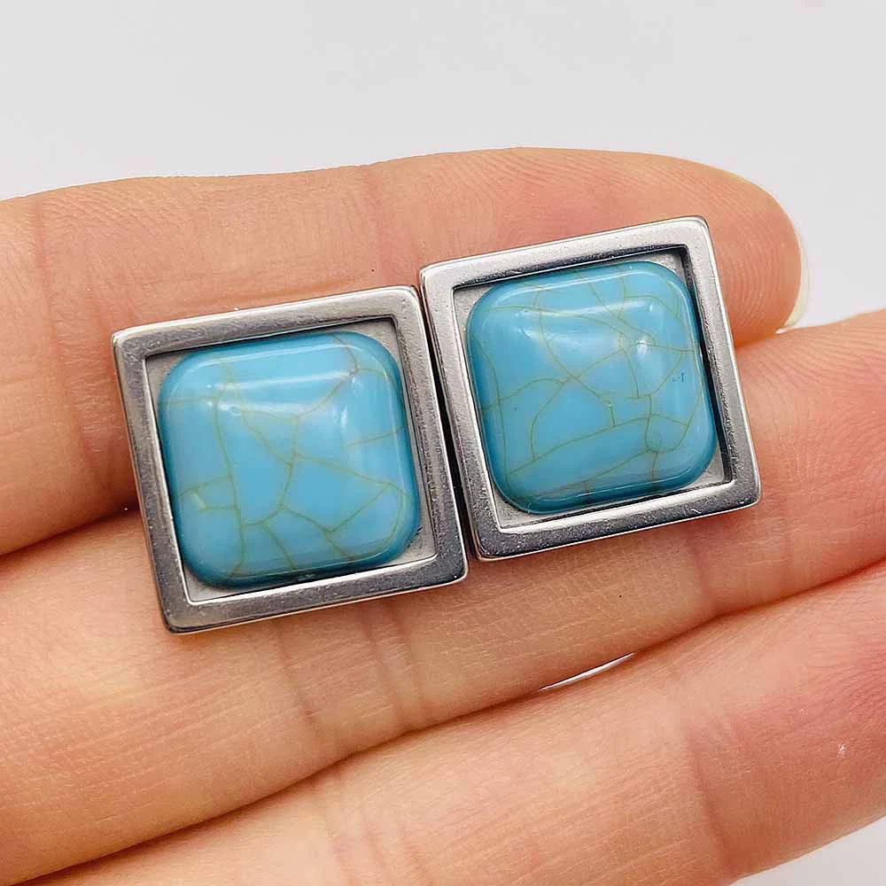 Wholesale Stainless Steel Retro Geometric Heart Earrings Electroplated - Image 3