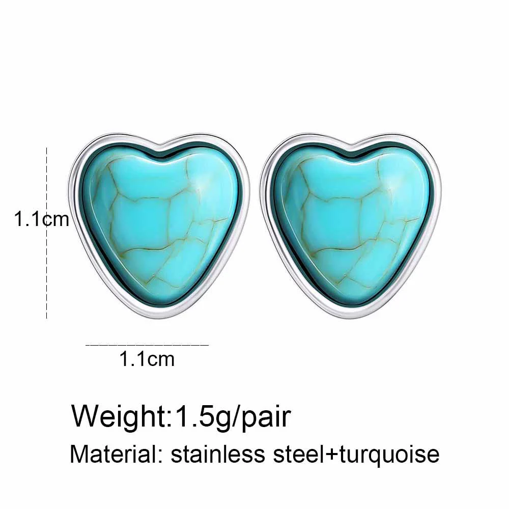 Wholesale Stainless Steel Retro Geometric Heart Earrings Electroplated - Image 5