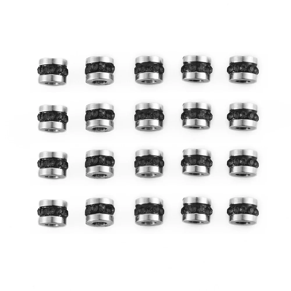 Wholesale Stainless Steel Rhinestone Cylindrical Beads Jewelry For Diy Bracelet And Necklace Trendy Style With Diamond Pattern And Epoxy Process - Image 11