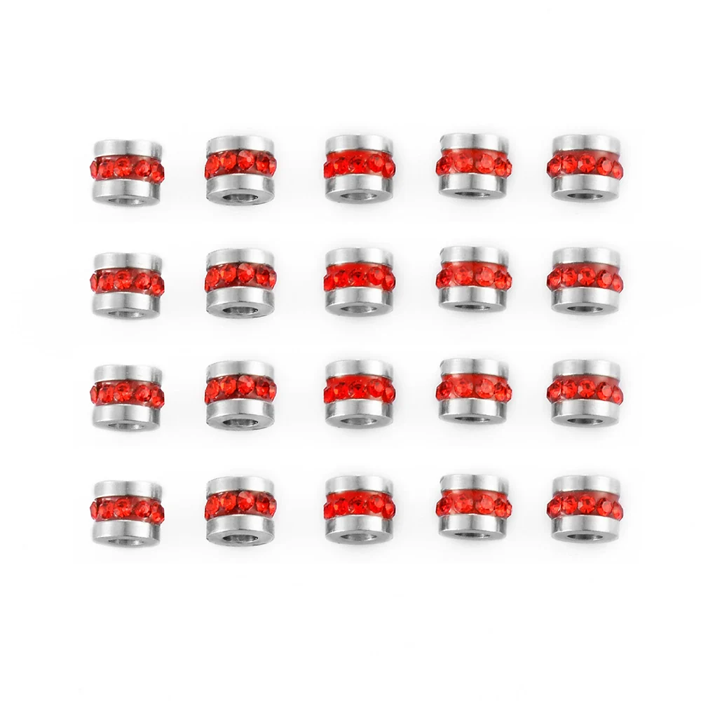 Wholesale Stainless Steel Rhinestone Cylindrical Beads Jewelry For Diy Bracelet And Necklace Trendy Style With Diamond Pattern And Epoxy Process - Image 6