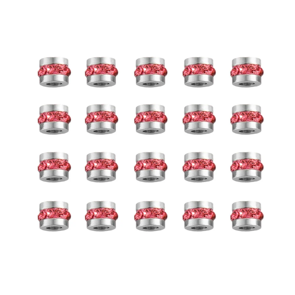Wholesale Stainless Steel Rhinestone Cylindrical Beads Jewelry For Diy Bracelet And Necklace Trendy Style With Diamond Pattern And Epoxy Process - Image 7