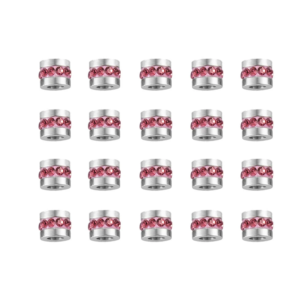 Wholesale Stainless Steel Rhinestone Cylindrical Beads Jewelry For Diy Bracelet And Necklace Trendy Style With Diamond Pattern And Epoxy Process - Image 9
