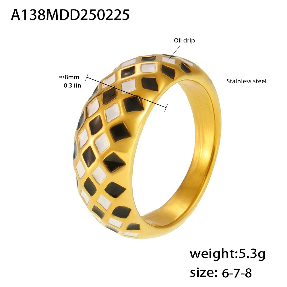 Wholesale Stainless Steel Rhombus Pattern Light Luxury Style Electroplating Women's Ring - Image 5