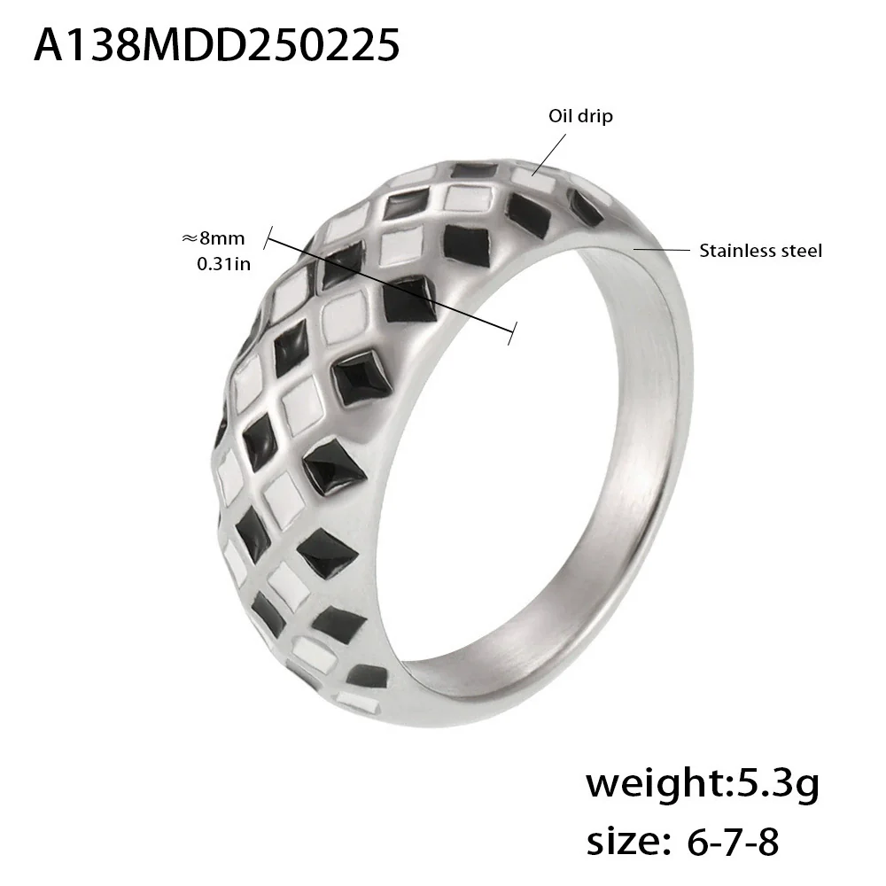 Wholesale Stainless Steel Rhombus Pattern Light Luxury Style Electroplating Women's Ring - Image 6