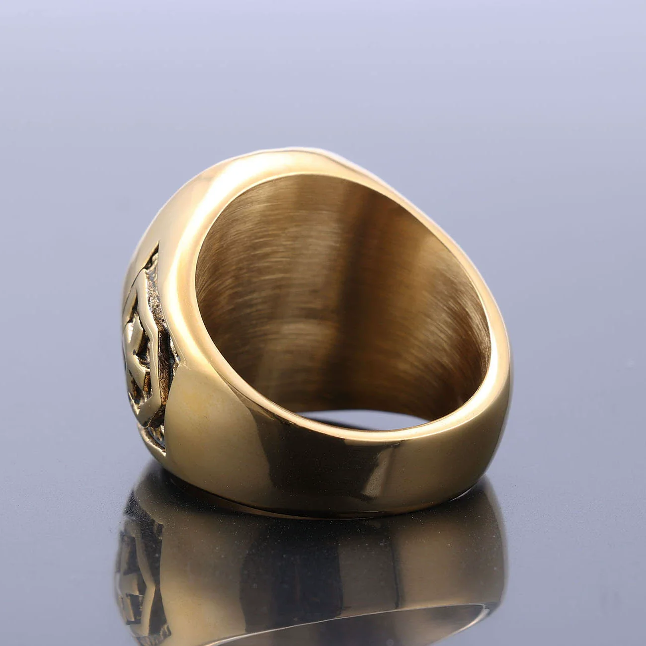 Wholesale Stainless Steel Ring With Diamond Set Retro Domineering Style Featuring Letters Numbers And Text Patterns - Image 4