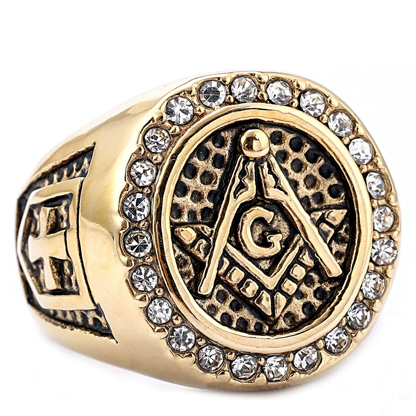 Wholesale Stainless Steel Ring With Diamond Set Retro Domineering Style Featuring Letters Numbers And Text Patterns - Image 5